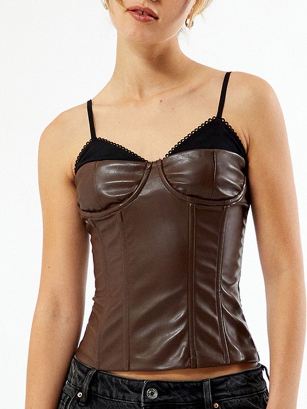 Revolve x WeWoreWhat Faux Leather Corset Top, NEW